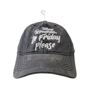 NWOT Authentic Disney Parks FastPass+ "To Friday Please" Gray Adjustable Cap